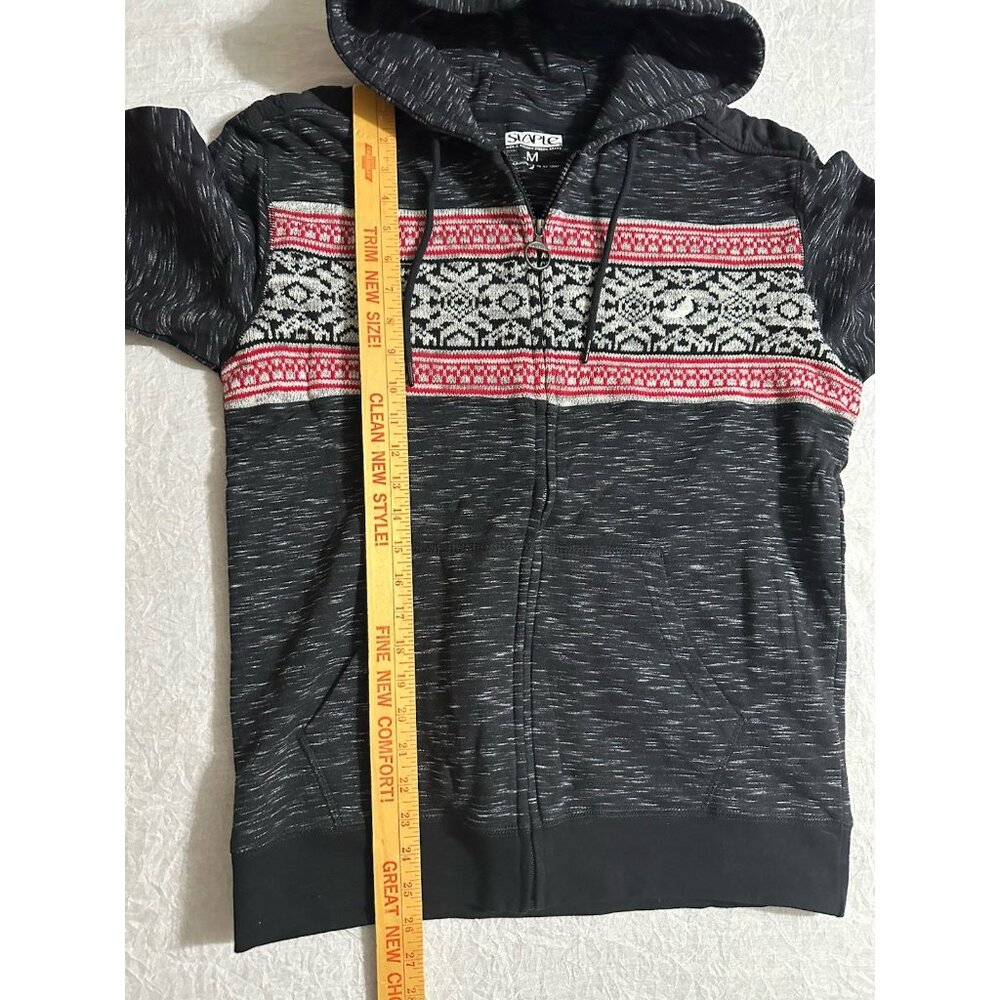 NEW Staple Pigeon Sweater‎ Full Zip Hoodie Black Geometric Pattern Size Medium M - Picture 8 of 10